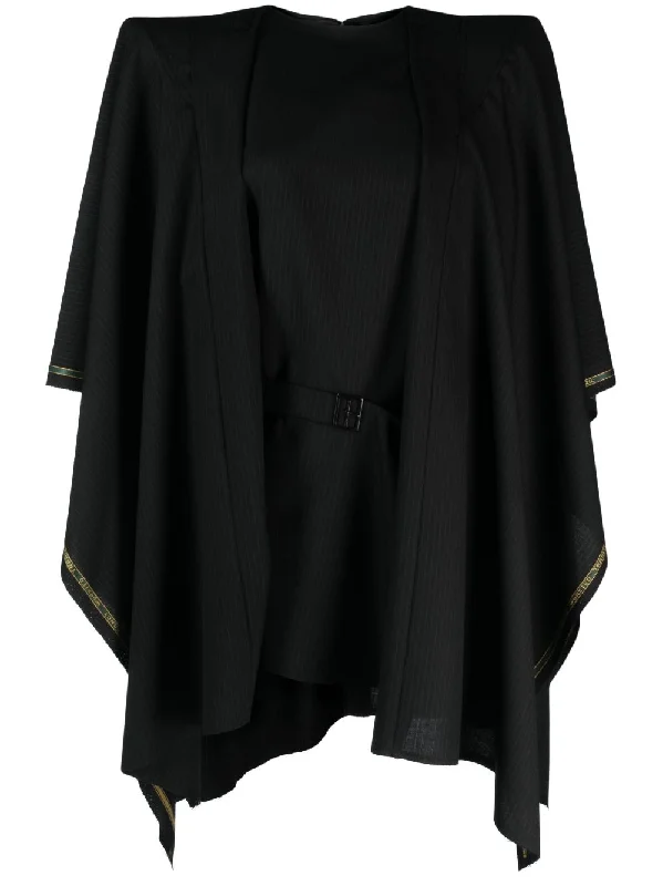 Junya Watanabe Women Hanker Chip Hemline Belted Blouse Black Classic White Blouse