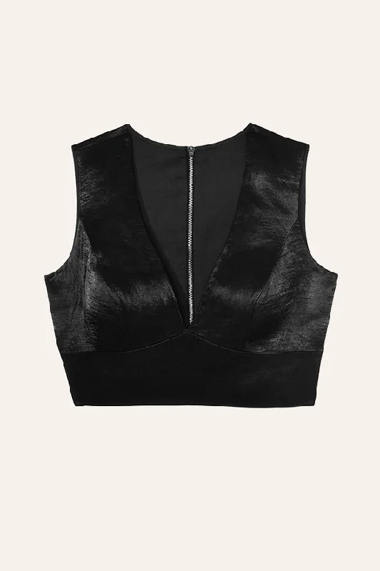 Canopy Clouds Blouse in Black Feminine Satin Blouse