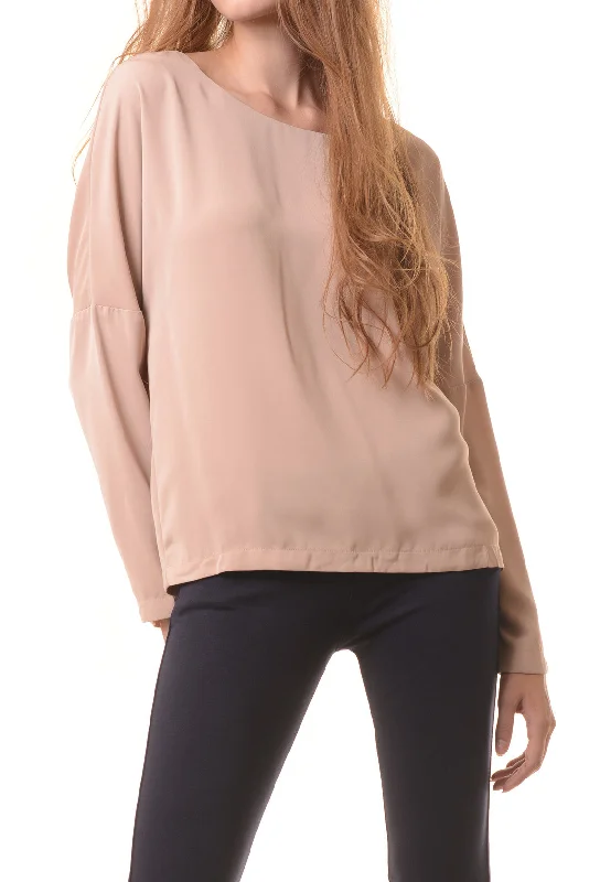 Blush Zipper Detail Blouse Slim Fit Blouse