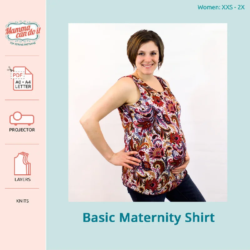 Maternity Shirt Pattern | Basic Maternity Top-- Sequined Glittery Shiny