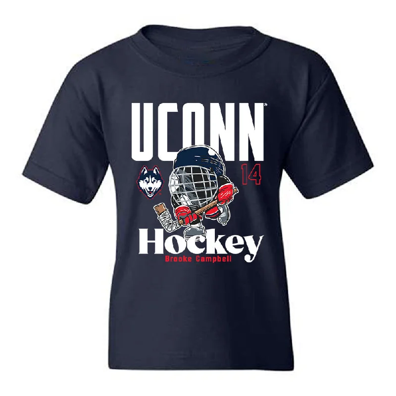 UConn - NCAA Women's Ice Hockey : Brooke Campbell - Fashion Shersey Youth T-Shirt-- Houndstooth Herringbone Solid