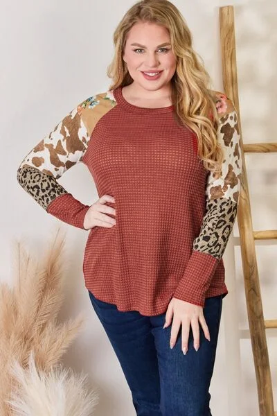 Hazel Blues® |  Hailey & Co Leopard Waffle-Knit Blouse Sleeveless Summer Blouse
