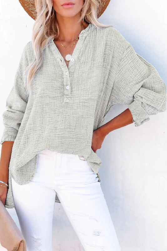 Hazel Blues® |  Buttoned Long Sleeve Blouse High Neck Blouse