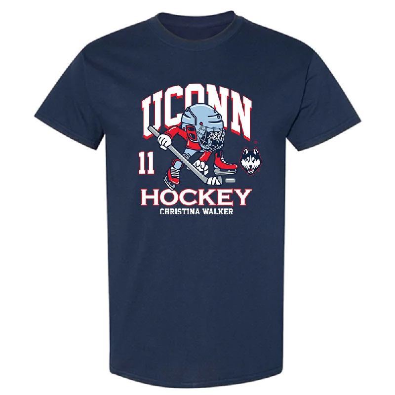 UConn - NCAA Women's Ice Hockey : Christina Walker - Fashion Shersey T-Shirt-- Embroidered Appliqued Beaded