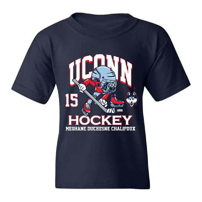 UConn - NCAA Women's Ice Hockey : Meghane Duchesne Chalifoux - Fashion Shersey Youth T-Shirt-- Real Fur Shearling Chenille
