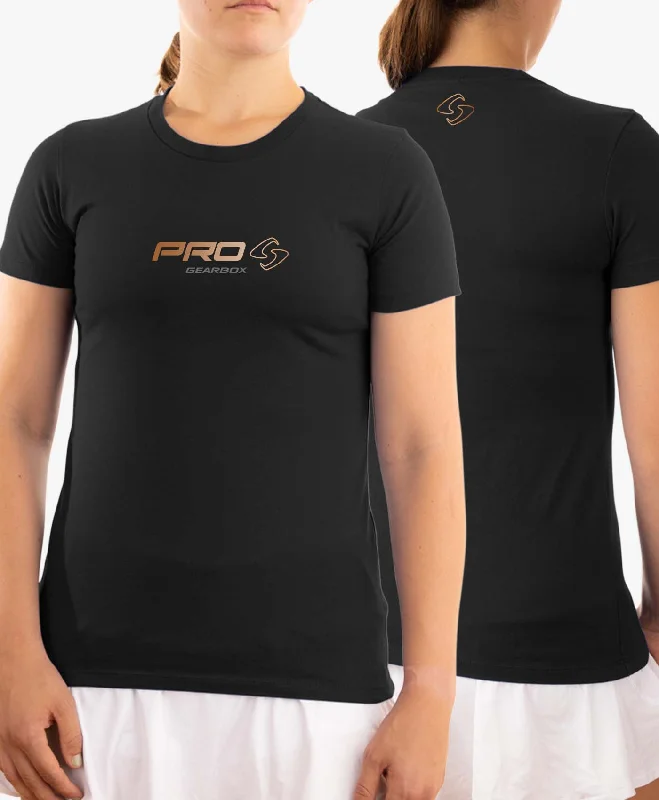 Pro Shirt - Womens Cotton Tee Black-- Cotton Fabric Linen Fabric Terry Fabric