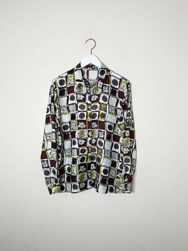 Laura Urbinati - Oversized Blouse - Menthol/ Brown Vintage Polka Blouse