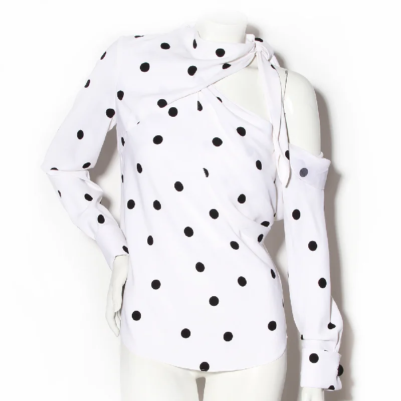 Black and White Silk Polka Dot Blouse Sleeveless Chiffon Blouse
