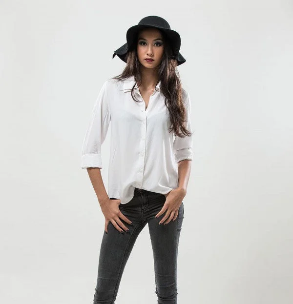 Sheer Blouse - White Delicate Bow Blouse