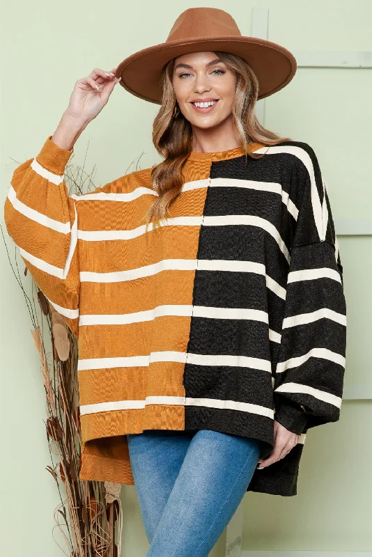 Hazel Blues® |  Striped Dropped Shoulder Round Neck Blouse Office-Ready Blouse