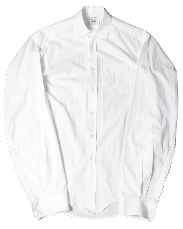 White Button Up Shirt-- Graphic Embroidered Appliqued