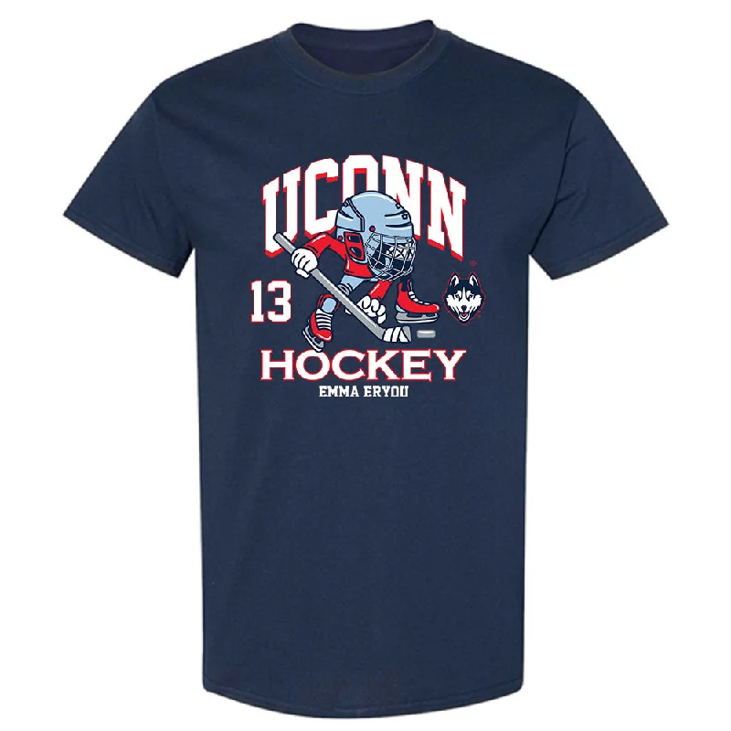 UConn - NCAA Women's Ice Hockey : Emma Eryou - Fashion Shersey T-Shirt-- Hooded Caped Shawl Collar
