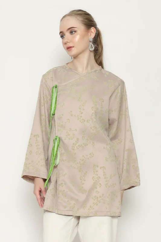 Elysees Long Blouse in Cream Feminine Tie Blouse