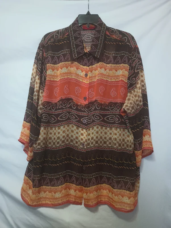 ALYN PAIGE WOMAN Blouse Lightweight Lined Autumn Colors Blouse Plus Elegant Silk Blouse