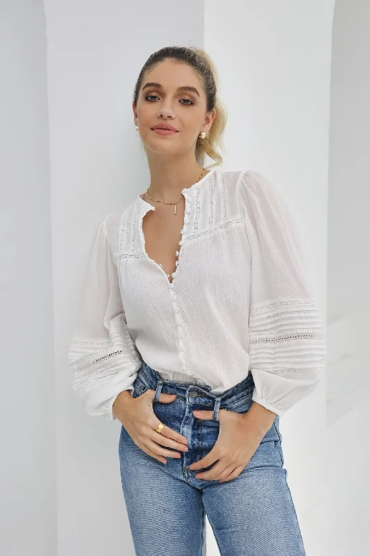 Blair White Lace Detail Blouse Chic Wrap Blouse