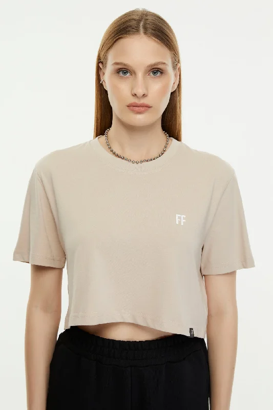 FF / Crop T-shirt-- Notch Collar Peter Pan Collar Cowl Neck