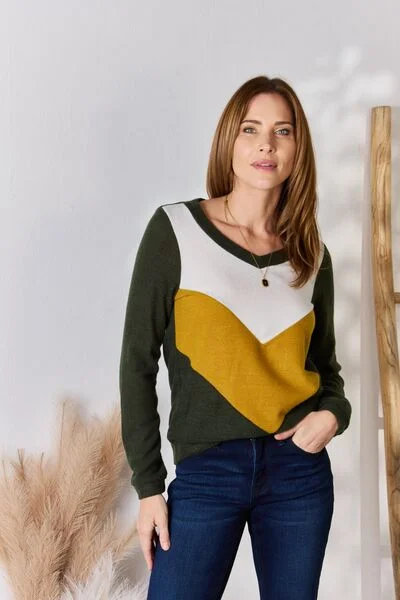 Hazel Blues® |  Hailey & Co Colorblock V-Neck Blouse Stylish Wrap Blouse