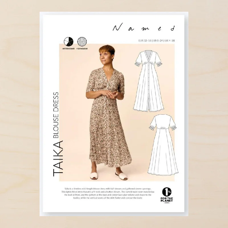 Named Patterns Taika Blouse Dress 0-24 Textured Cotton Blouse