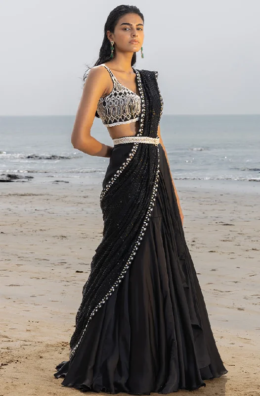 Agnessa Black Lehenga Blouse Set Relaxed Fit Blouse