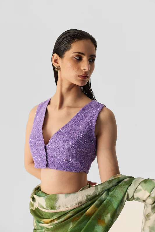 Lilac Embroidered Blouse Feminine Pastel Blouse