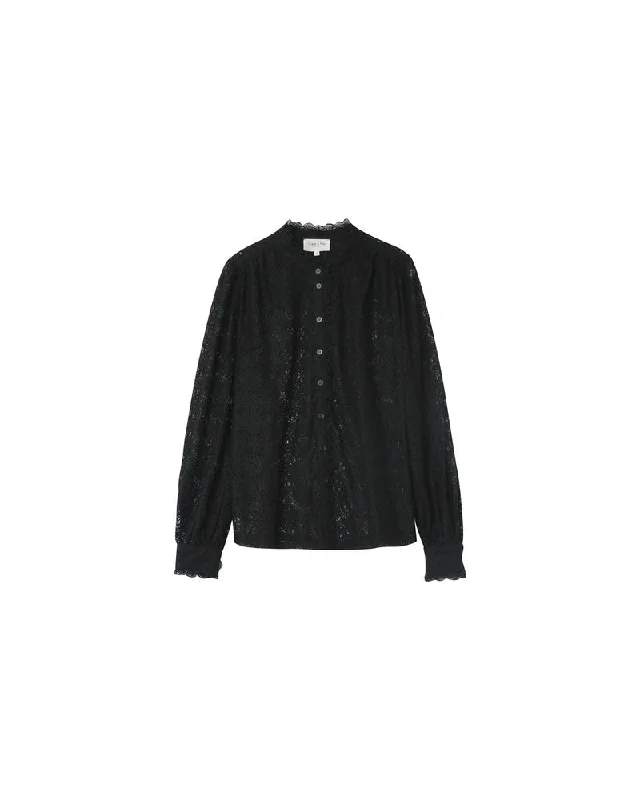 Nora Lace Blouse with Mao Neckline Wrap Front Blouse