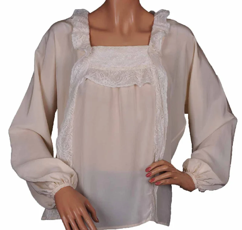 Vintage Betsey Johnson Silk Blouse - 1970s - Betsey Bunky Nini Label Size S / M Drape Neck Blouse