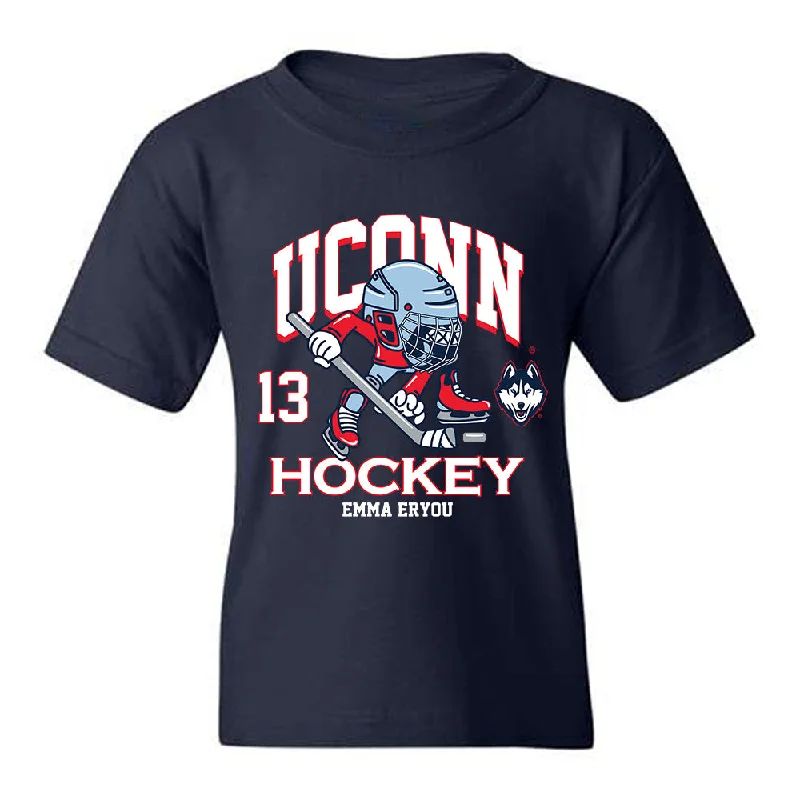 UConn - NCAA Women's Ice Hockey : Emma Eryou - Fashion Shersey Youth T-Shirt-- Lace Blend Ribbed Blend Corduroy Blend