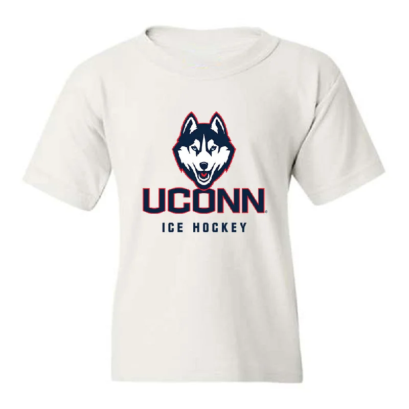 UConn - NCAA Women's Ice Hockey : Megan Warrener - Classic Shersey Youth T-Shirt-- Mesh Blend Leather Blend Suede Blend