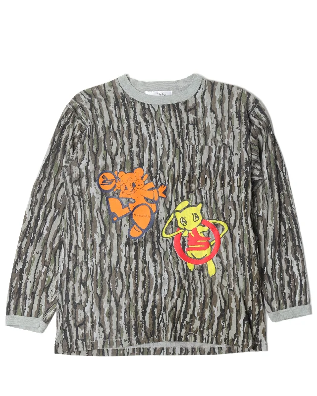 Born From Pain Camouflage L/S T-Shirt-- Striped Floral Plaid