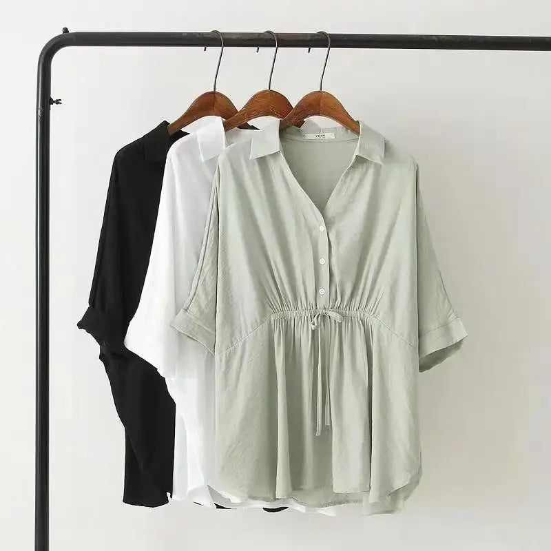 Maternity Cotton Linen Blouse Romantic Lace Blouse