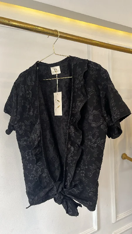 Collared Blouse With Flowers Chic Square Blouse