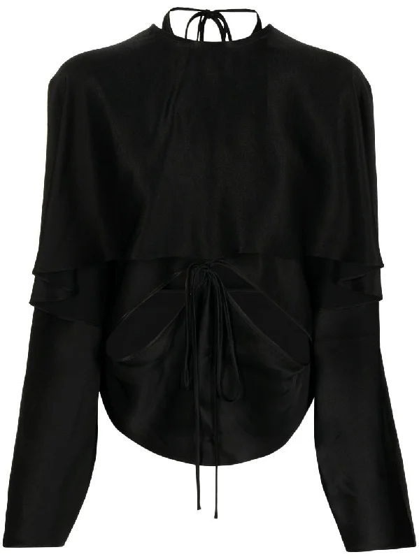 DRAPED INSIDE CUT-OUTS BLOUSE Gathered Detail Blouse
