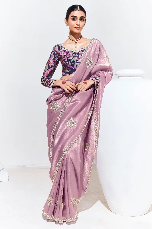 Lace Border Work Saree With Beautiful Blouse High Neck Blouse