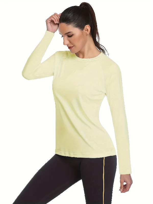 Stylish Women's Long Sleeve Outdoor Performance T-Shirt - T-Shirts - Moisture-Wicking, Quick-Drying, Breathable, Activewear for Running, Fitness, and Athletic Activities - Soft, Comfortable, and Relaxed Fit for Everyday Wear-- Lace Blend Ribbed Blend Corduroy Blend