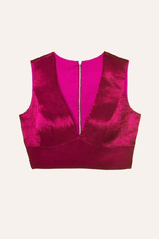 Canopy Clouds Blouse in Hot Pink Mandarin Collar Blouse