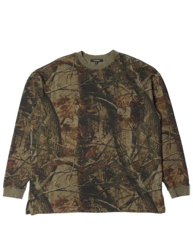 Season 5 Double-Layered Camouflage L/S T-Shirt-- Mesh Fabric Canvas Fabric Denim Fabric