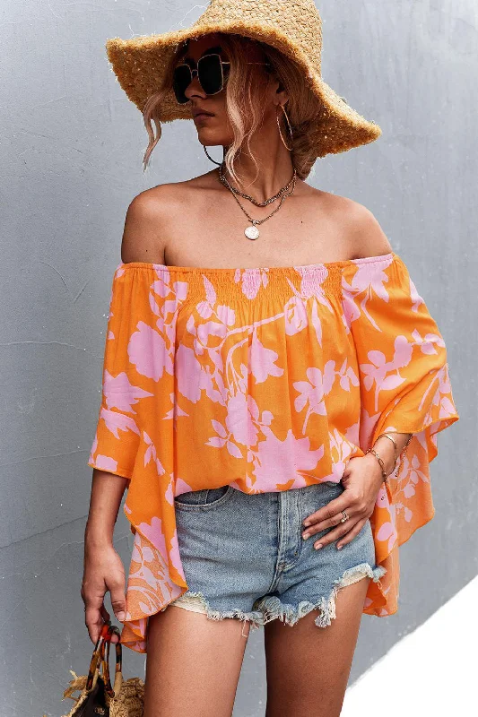 Floral Bell Sleeve Off-Shoulder Blouse Bell Sleeve Blouse