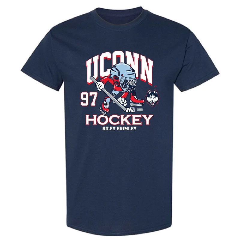 UConn - NCAA Women's Ice Hockey : Riley Grimley - Fashion Shersey T-Shirt-- Print Jacquard Patchwork