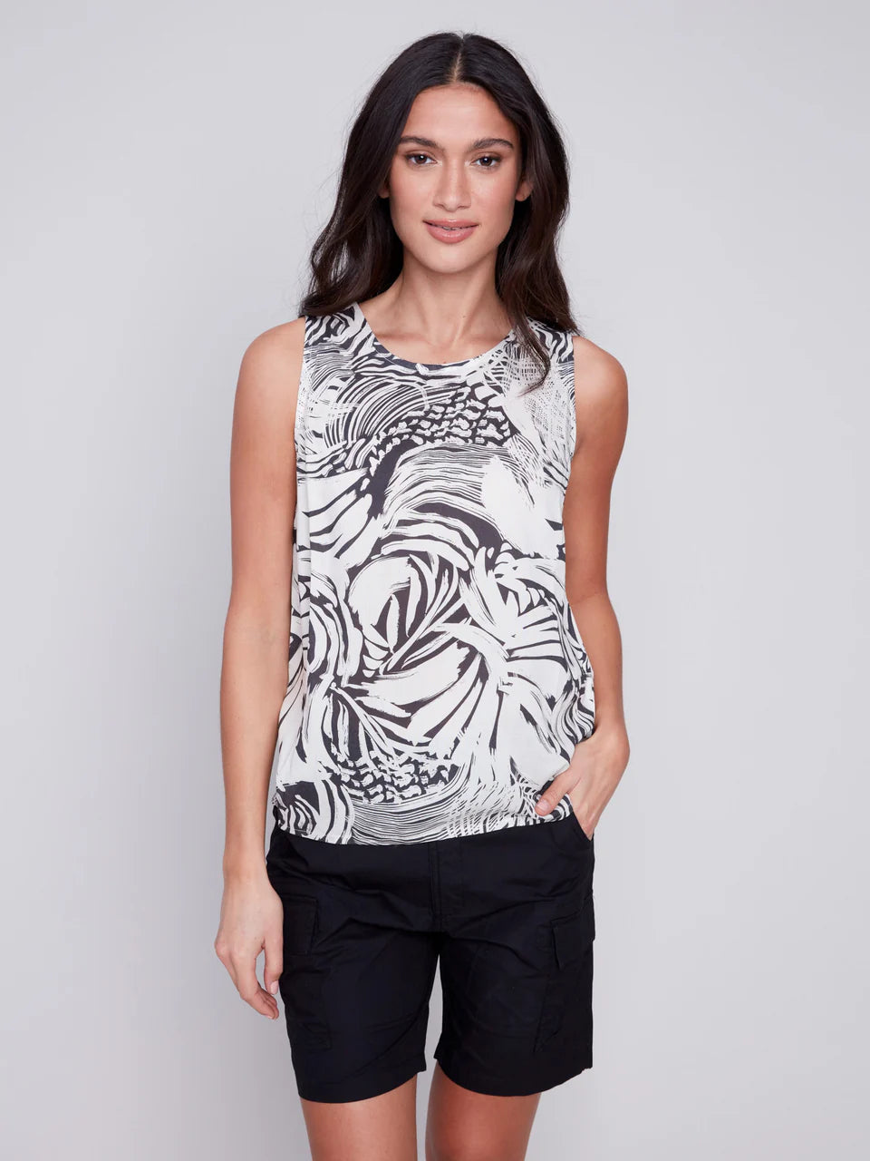 Sleeveless  Printed Blouse Peter Pan Collar Blouse