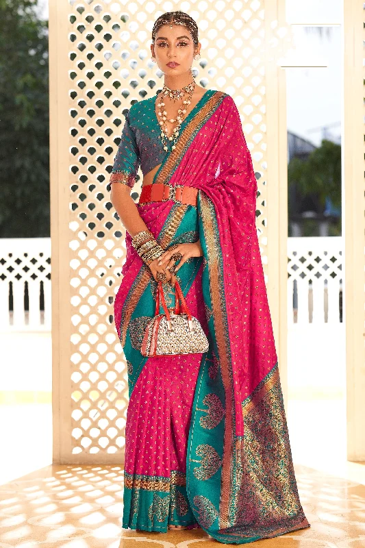 Graceful Rani Banarasi Art Silk Festive Saree With Matching Blouse Boho Printed Blouse