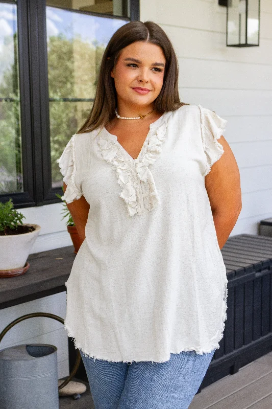 Hazel Blues® |  Keep Me Posted Ruffle Detail Blouse Romantic Lace Blouse