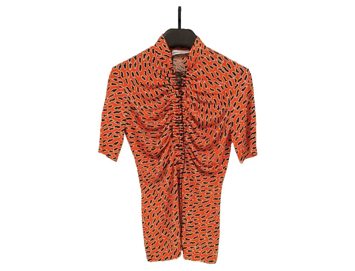Paco Rabanne Haut Blouse Mini Red Flash Elegant Embroidery Blouse