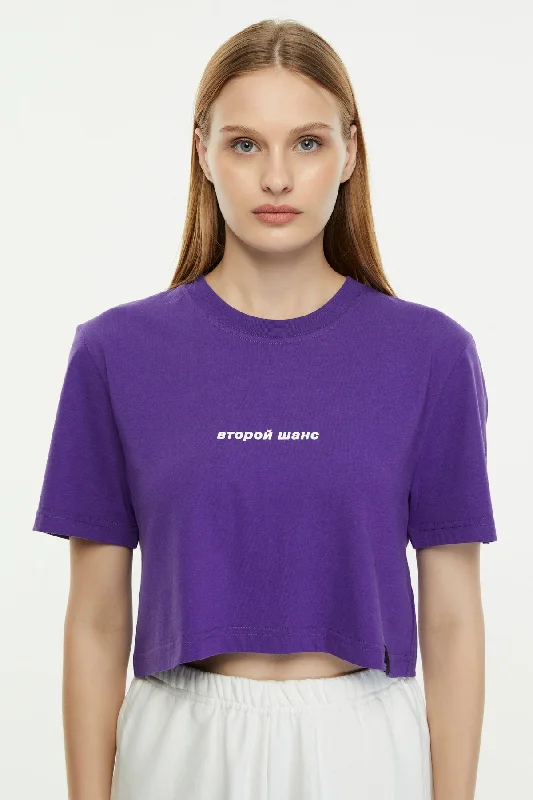 Second Chance / Crop T-shirt-- Print Jacquard Patchwork