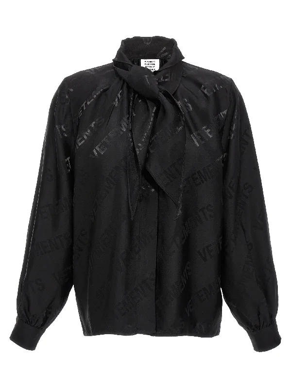 Monogram Blouse Soft Satin Blouse
