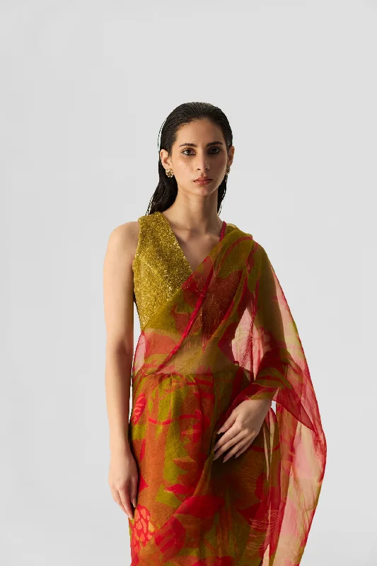 Lian Lime Embroidered Blouse Side Tie Blouse