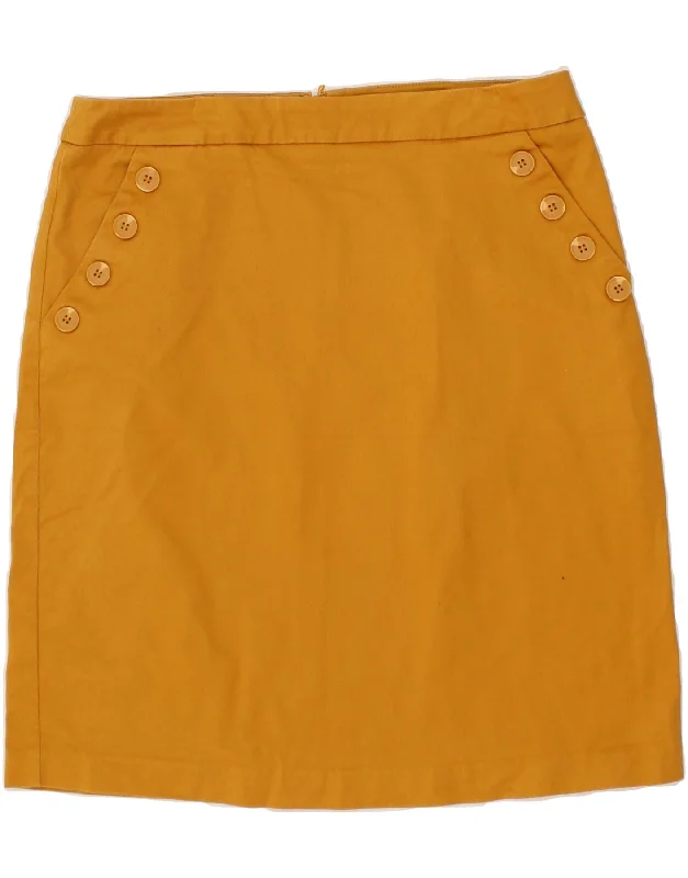 LAURA ASHLEY Womens A-Line Skirt UK 12 Medium W30  Yellow Cotton linen skirt relaxed