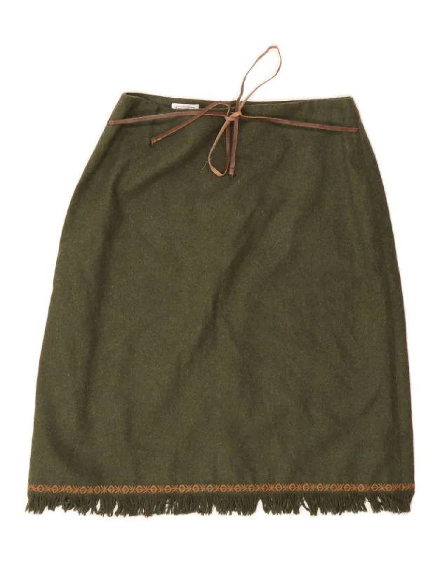 STEFANEL Womens A-Line Skirt IT 42 Medium W30  Green slim fit skirt