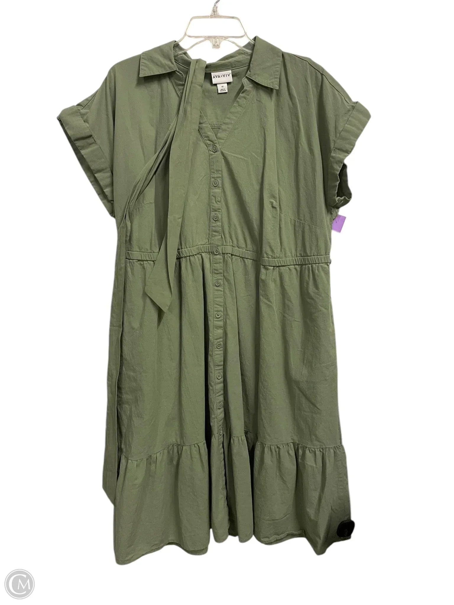 Dress Casual Midi By Ava & Viv In Green, Size: 1x Tunics Fashionable trendy