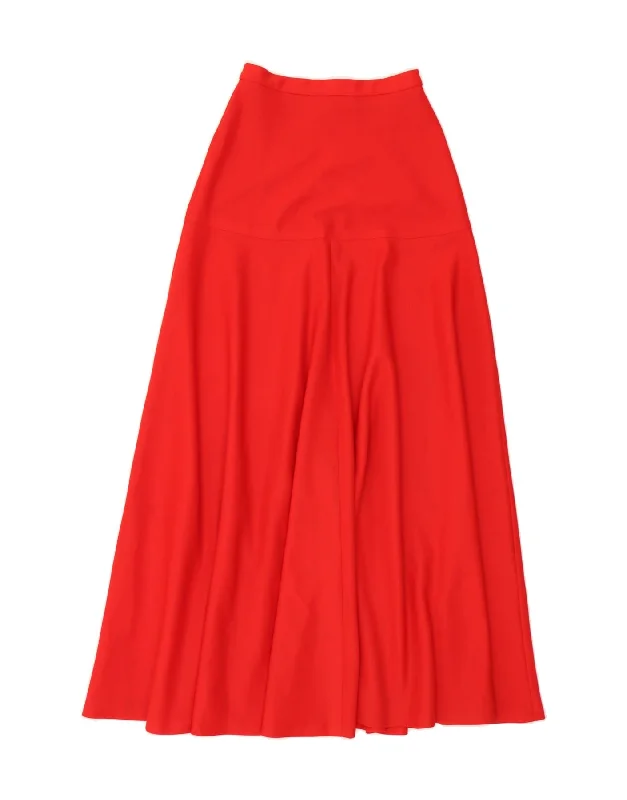 VINTAGE Womens Maxi Skirt W26 Small Red breathable skirt fabric