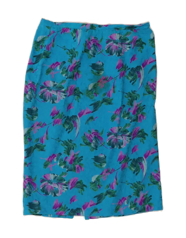 VINTAGE Womens Straight Skirt W29 Medium  Blue Floral tiered skirt playful